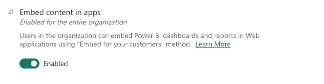 embed content setting